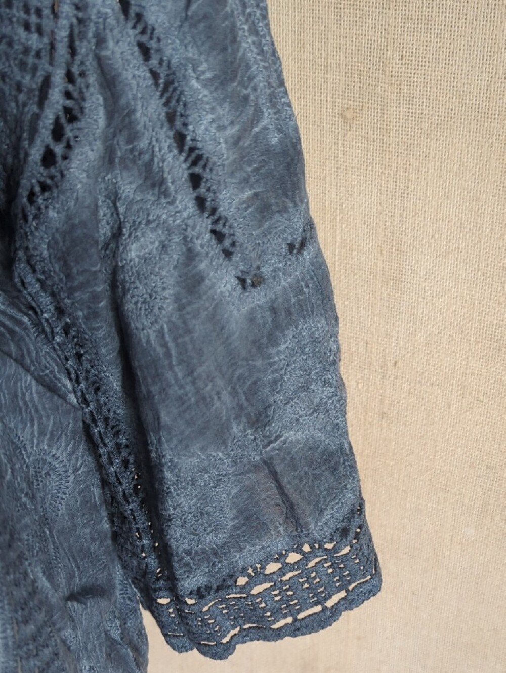 Democracy Crochet-Trim Square Neck Tunic in Slate Blue - Picture 4 of 10